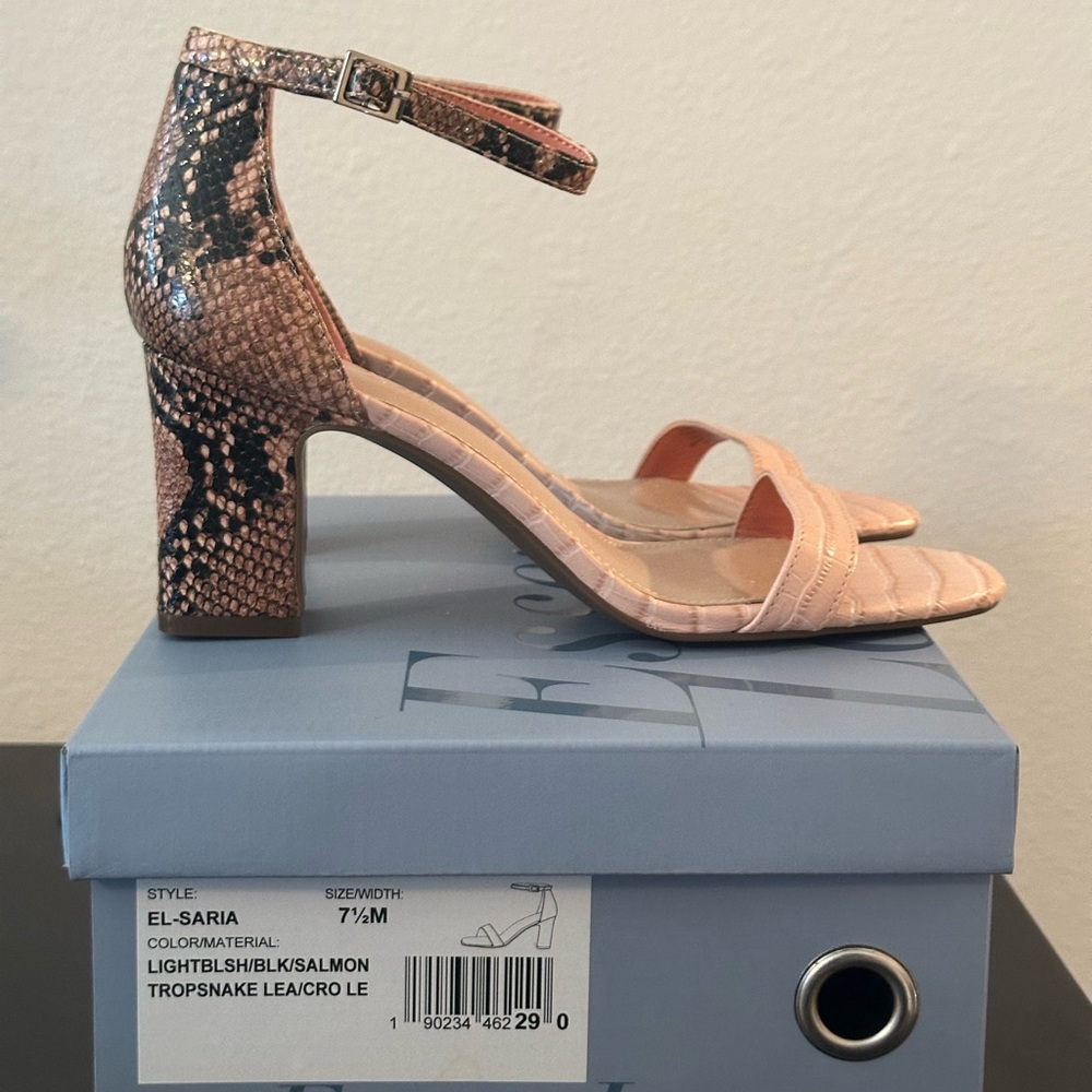 Essex Lane Pink and Black Heels with Block Heel